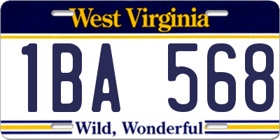 WV license plate 1BA568
