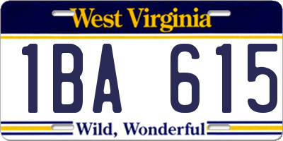 WV license plate 1BA615