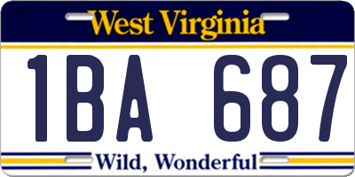 WV license plate 1BA687