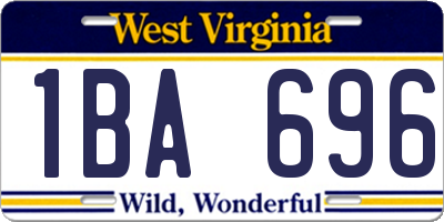 WV license plate 1BA696