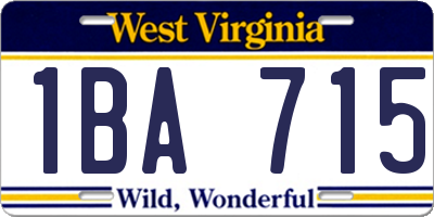 WV license plate 1BA715