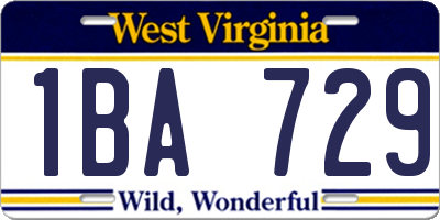 WV license plate 1BA729