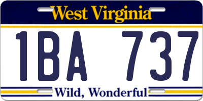 WV license plate 1BA737