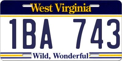 WV license plate 1BA743