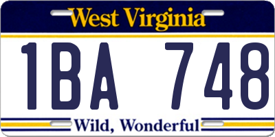 WV license plate 1BA748