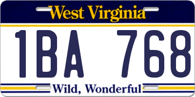 WV license plate 1BA768