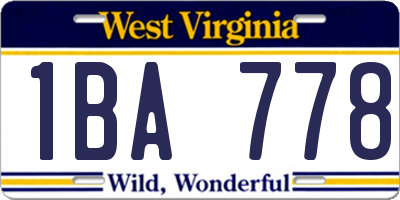 WV license plate 1BA778