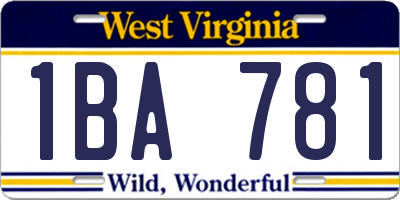 WV license plate 1BA781