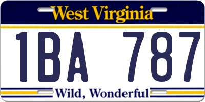 WV license plate 1BA787