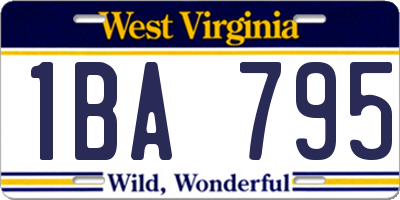 WV license plate 1BA795