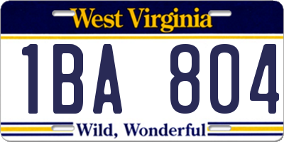 WV license plate 1BA804
