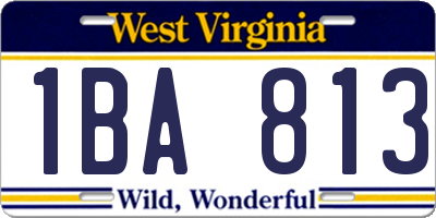 WV license plate 1BA813