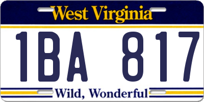 WV license plate 1BA817