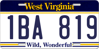 WV license plate 1BA819