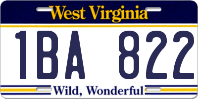 WV license plate 1BA822