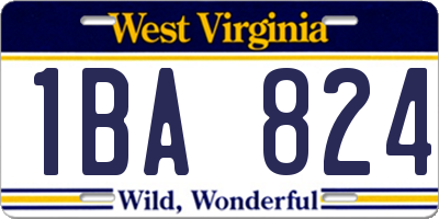 WV license plate 1BA824