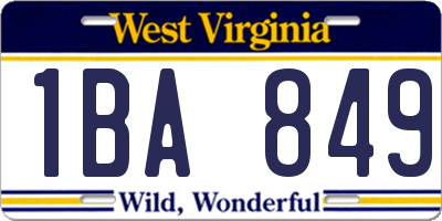 WV license plate 1BA849