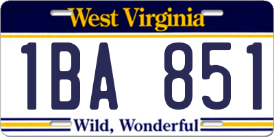 WV license plate 1BA851