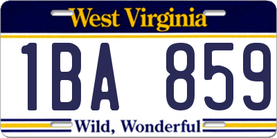 WV license plate 1BA859