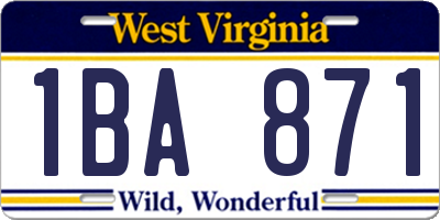 WV license plate 1BA871