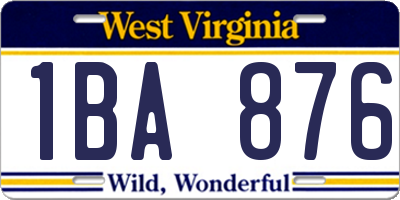 WV license plate 1BA876