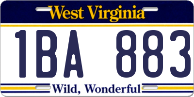 WV license plate 1BA883