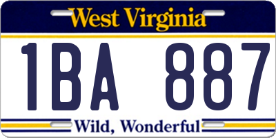WV license plate 1BA887