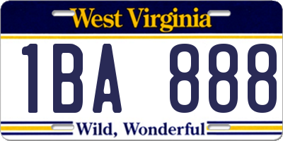 WV license plate 1BA888