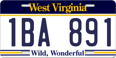 WV license plate 1BA891