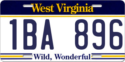 WV license plate 1BA896