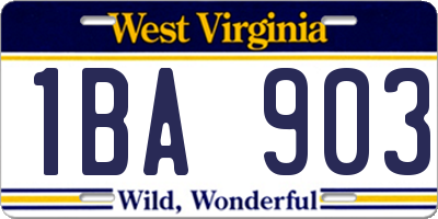 WV license plate 1BA903