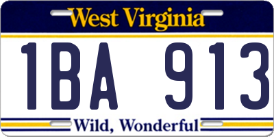 WV license plate 1BA913