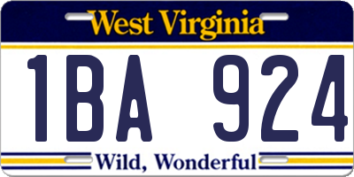 WV license plate 1BA924