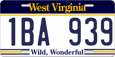 WV license plate 1BA939