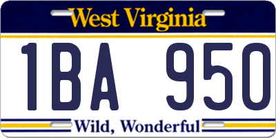 WV license plate 1BA950