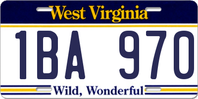 WV license plate 1BA970