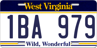 WV license plate 1BA979