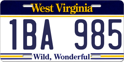 WV license plate 1BA985