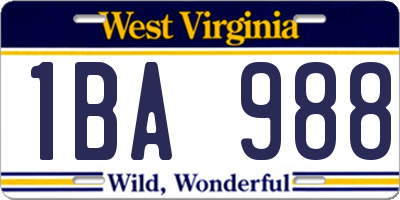 WV license plate 1BA988