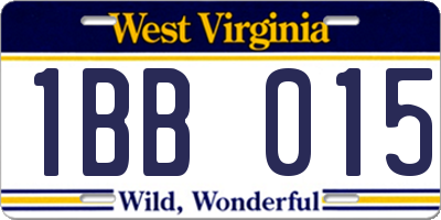 WV license plate 1BB015