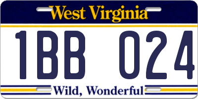 WV license plate 1BB024