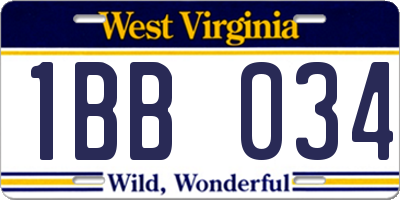 WV license plate 1BB034