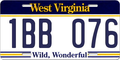 WV license plate 1BB076