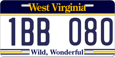 WV license plate 1BB080