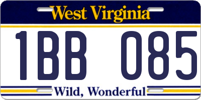WV license plate 1BB085