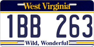 WV license plate 1BB263