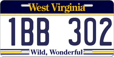 WV license plate 1BB302