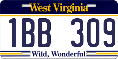 WV license plate 1BB309