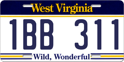 WV license plate 1BB311
