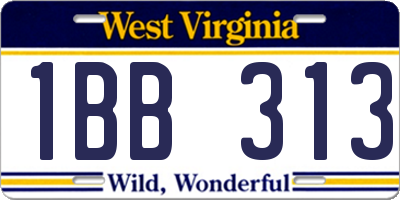 WV license plate 1BB313